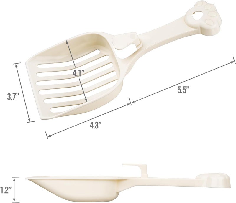 Depets Cat Litter Scoop, Litter Scoop with Wide Slats, Kitty Litter Scooper for Pine Pellets, Durable Plastic Litter Sifter Scoop - Designed for Easy Sifting, Milky White - Image 2